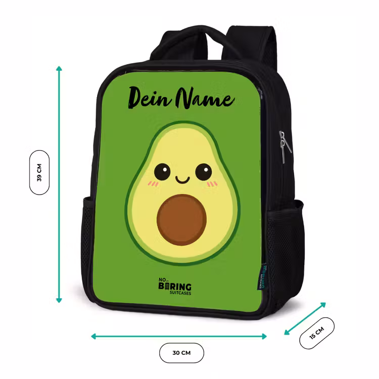Kinderrucksack mit Namen - Schwarz - Kawai - Avocado - Grün — 6