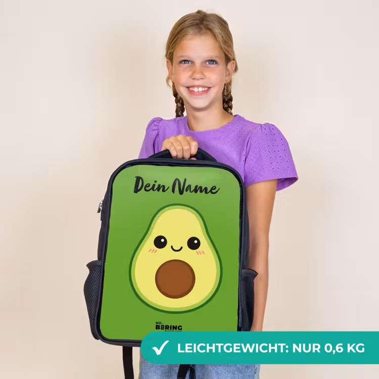 Kinderrucksack mit Namen - Schwarz - Kawai - Avocado - Grün — 7