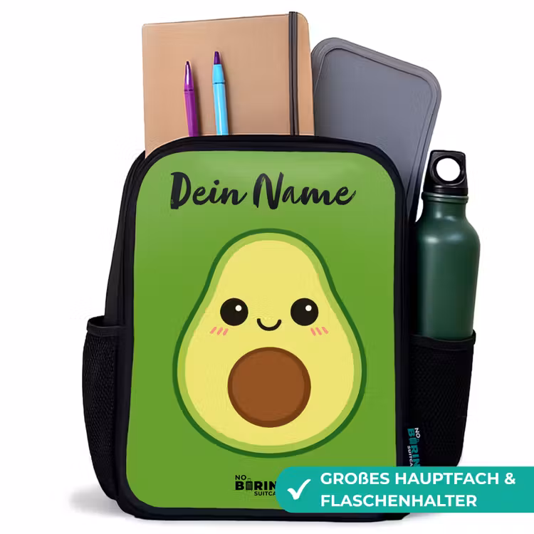 Kinderrucksack mit Namen - Schwarz - Kawai - Avocado - Grün — 8