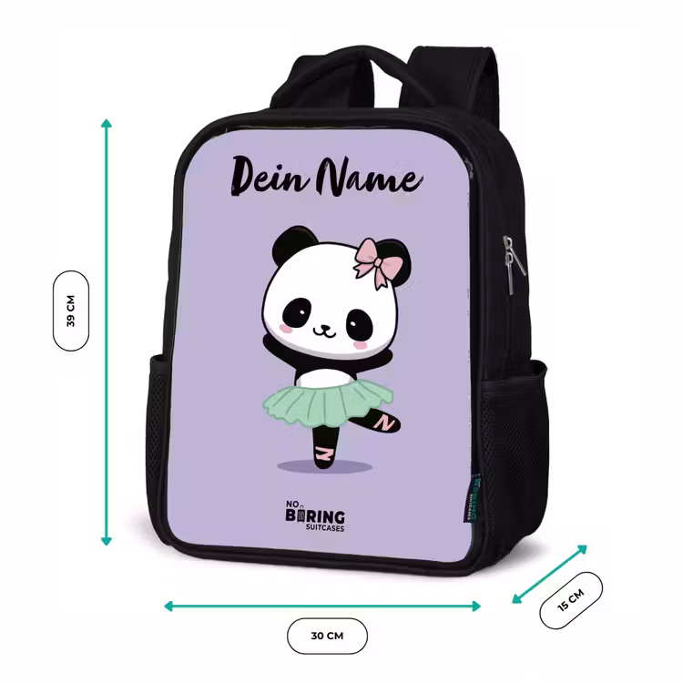 Kinderrucksack mit Namen - Schwarz - Kawai - Ballett - Panda — 6