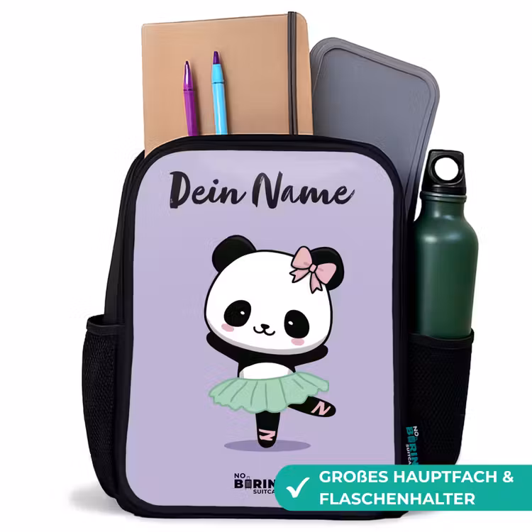 Kinderrucksack mit Namen - Schwarz - Kawai - Ballett - Panda — 8