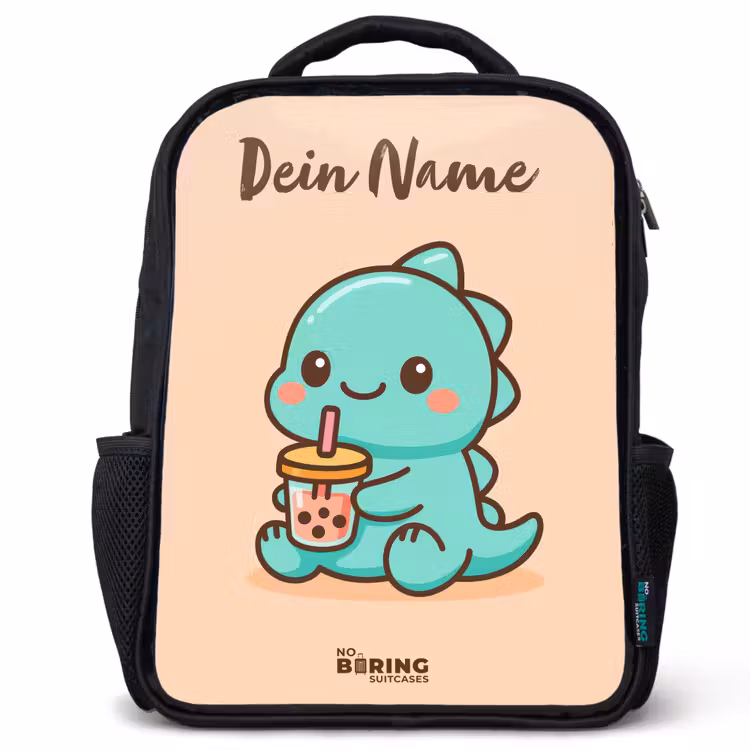 Kinderrucksack mit Namen - Schwarz - Kawai - Dino - Bubbletea — 1