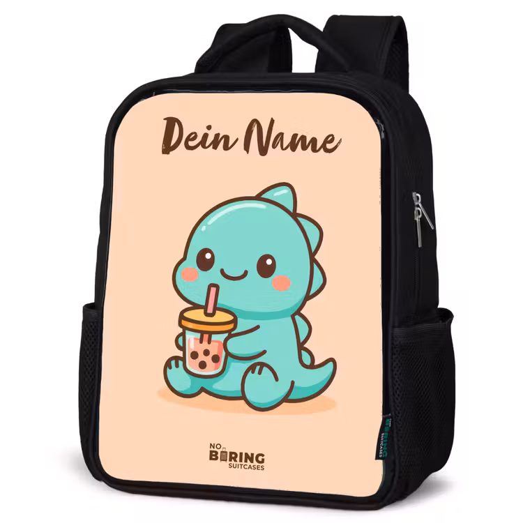 Kinderrucksack mit Namen - Schwarz - Kawai - Dino - Bubbletea — 4