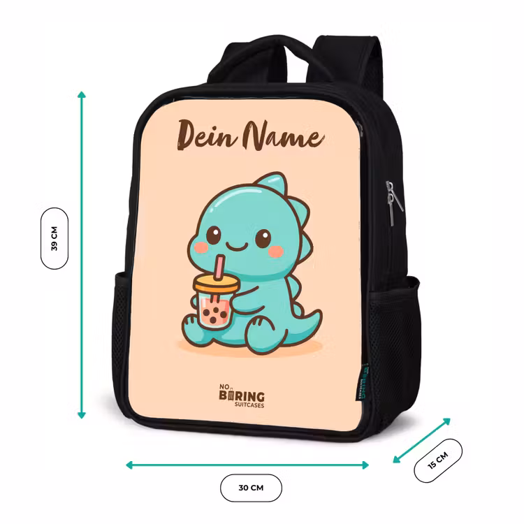 Kinderrucksack mit Namen - Schwarz - Kawai - Dino - Bubbletea — 6