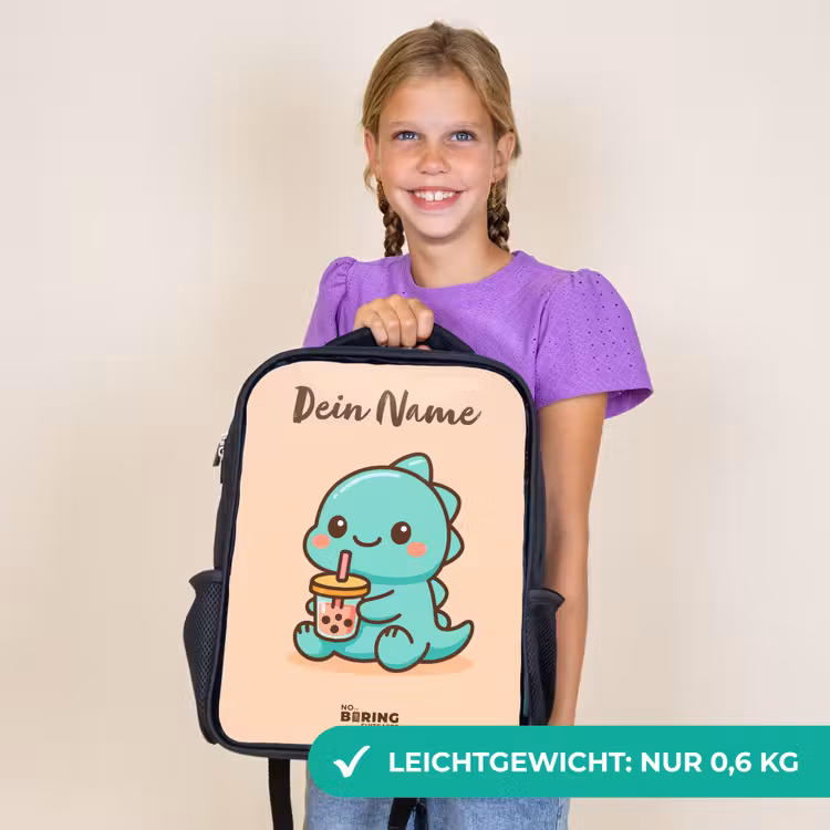 Kinderrucksack mit Namen - Schwarz - Kawai - Dino - Bubbletea — 7