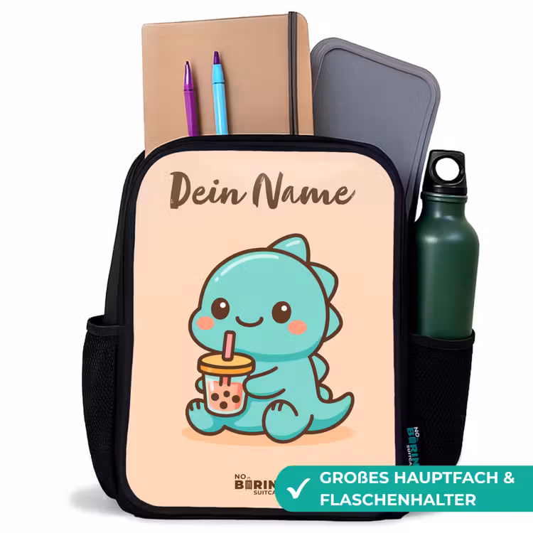 Kinderrucksack mit Namen - Schwarz - Kawai - Dino - Bubbletea — 8