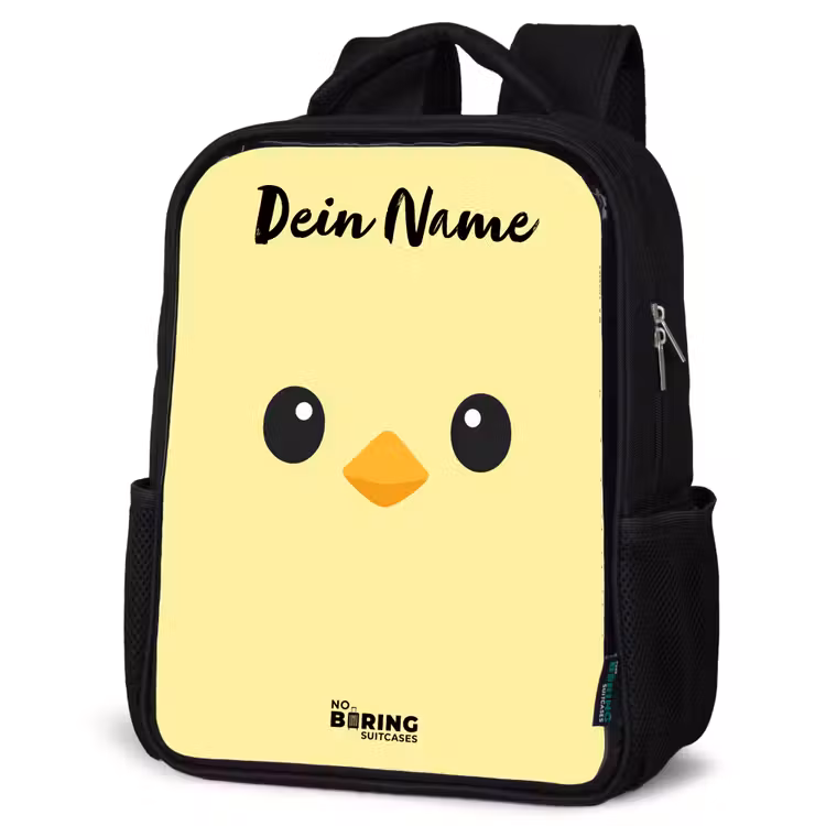 Kinderrucksack mit Namen - Schwarz - Kawai - Küken - Gelb — 4