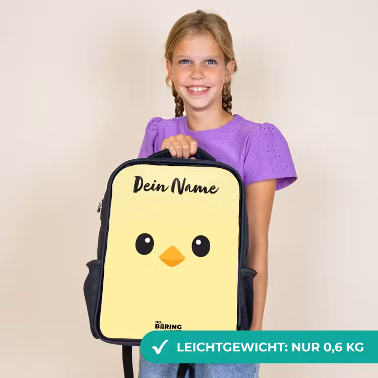 Kinderrucksack mit Namen - Schwarz - Kawai - Küken - Gelb — 7