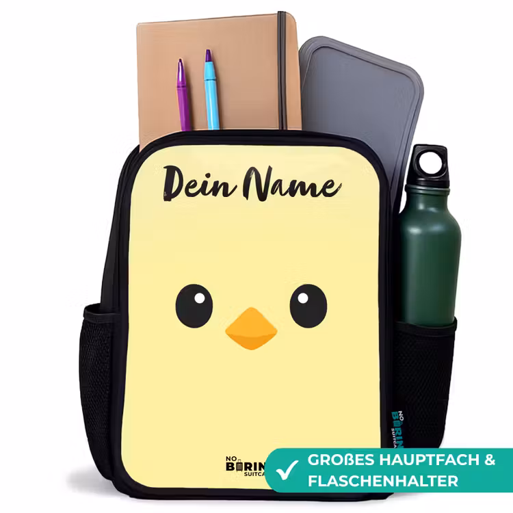 Kinderrucksack mit Namen - Schwarz - Kawai - Küken - Gelb — 8