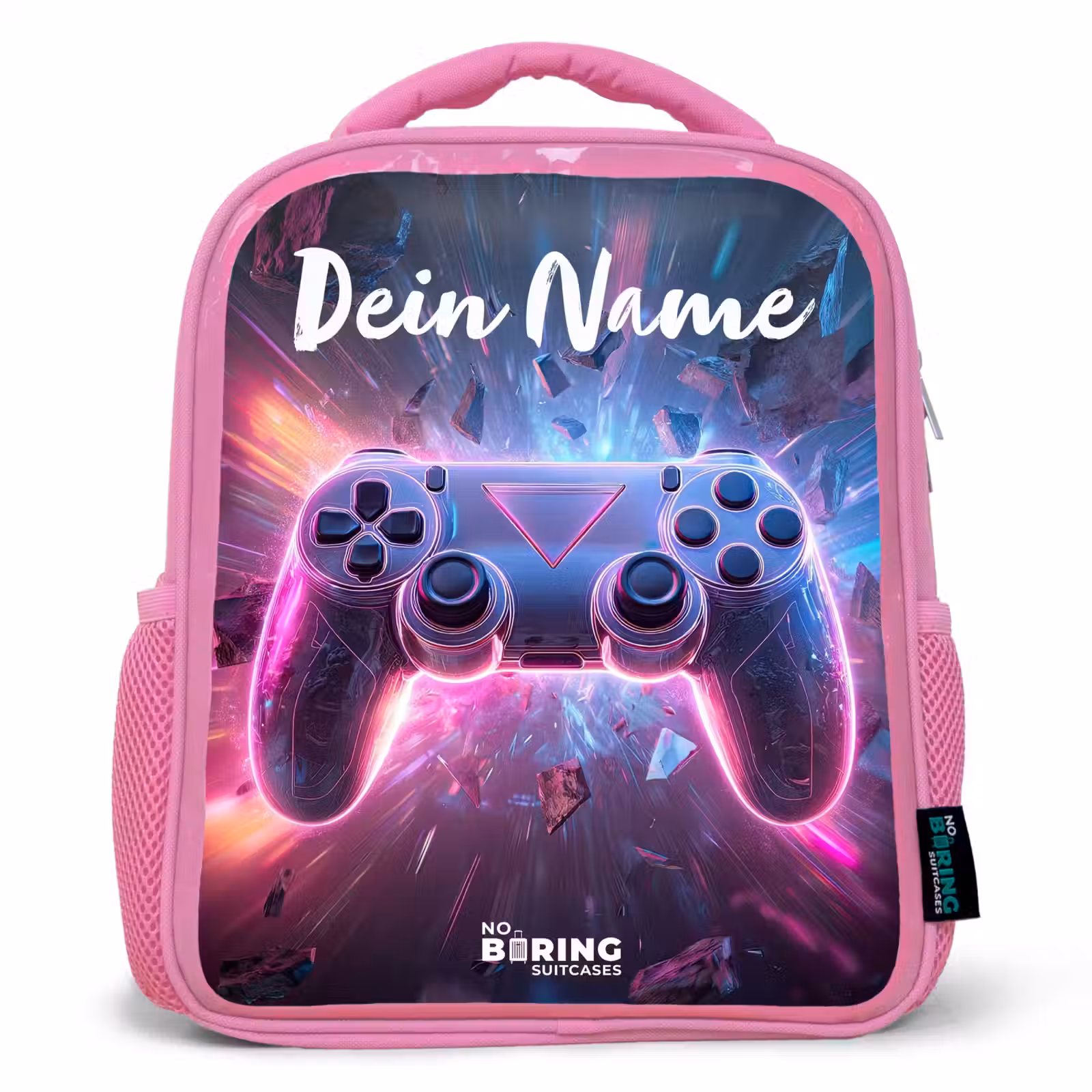 Kinderrucksack mit Namen - Rosa - Controller - Neon - Spiel — 1