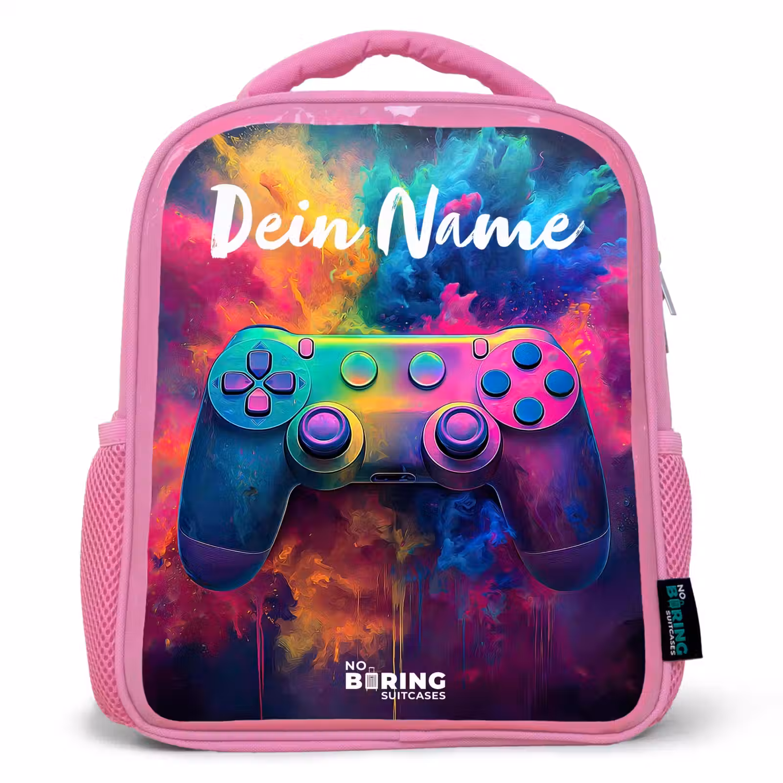 Kinderrucksack mit Namen - Rosa - Spiel - Controller - Bunt - Explosion — 1