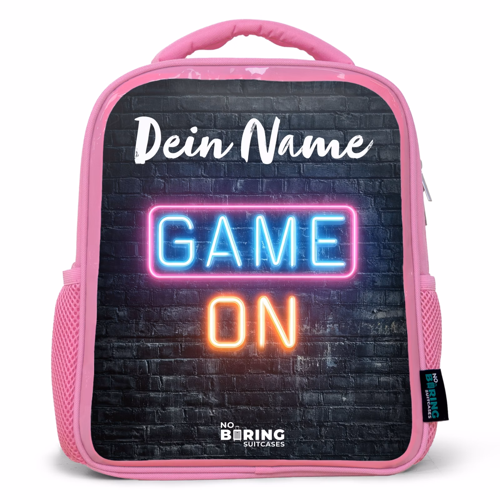 Kinderrucksack mit Namen - Rosa - Spiel - Neon - Wand — 1