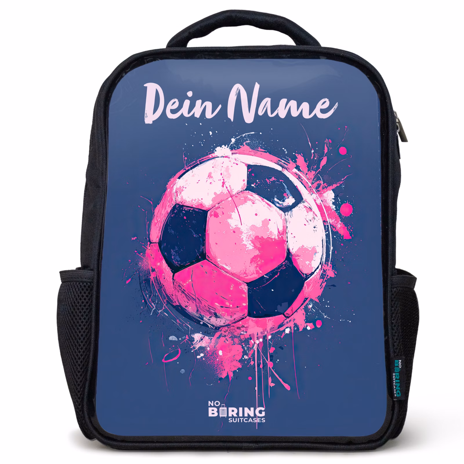 Kinderrucksack mit Namen - Schwarz - Fußball Vibes - Farbe - Rosa - Blau — 1