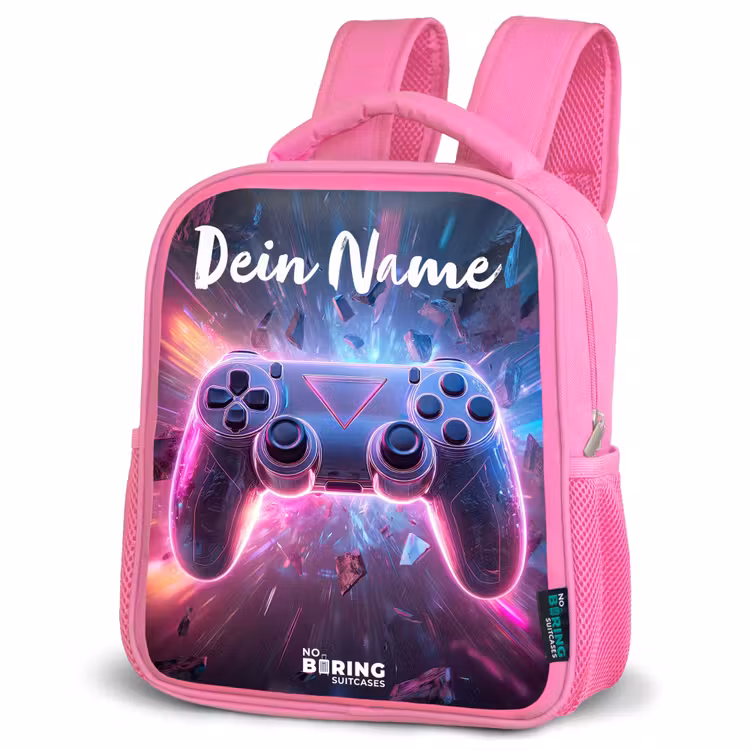 Kinderrucksack mit Namen - Rosa - Controller - Neon - Spiel — 4