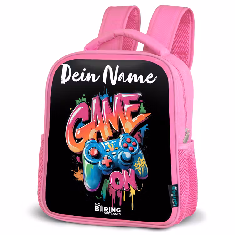 Kinderrucksack mit Namen - Rosa - Controller - Spiel - Graffiti - Text — 4