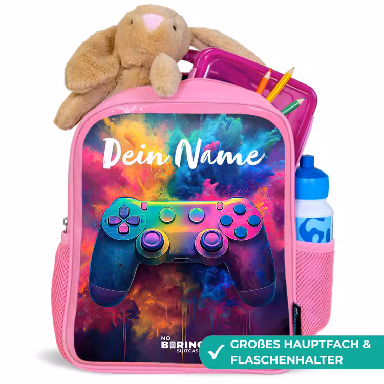 Kinderrucksack mit Namen - Rosa - Spiel - Controller - Bunt - Explosion — 3