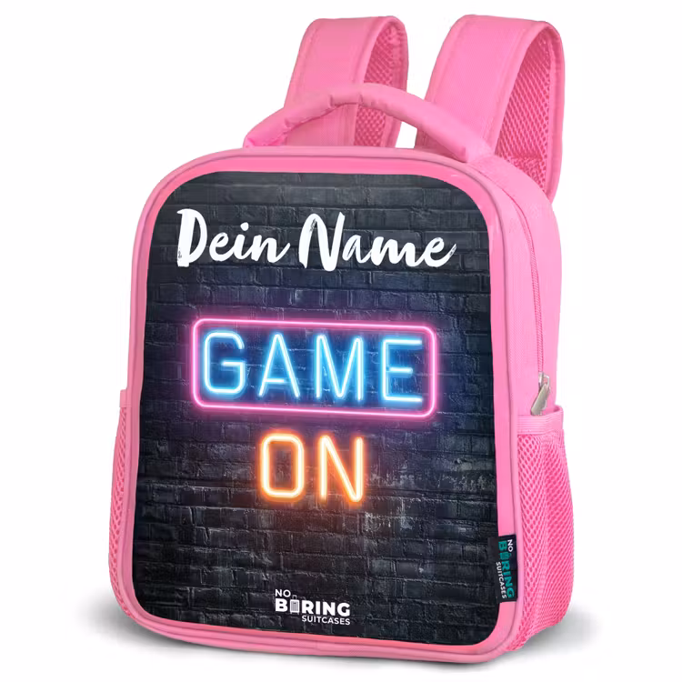 Kinderrucksack mit Namen - Rosa - Spiel - Neon - Wand — 4