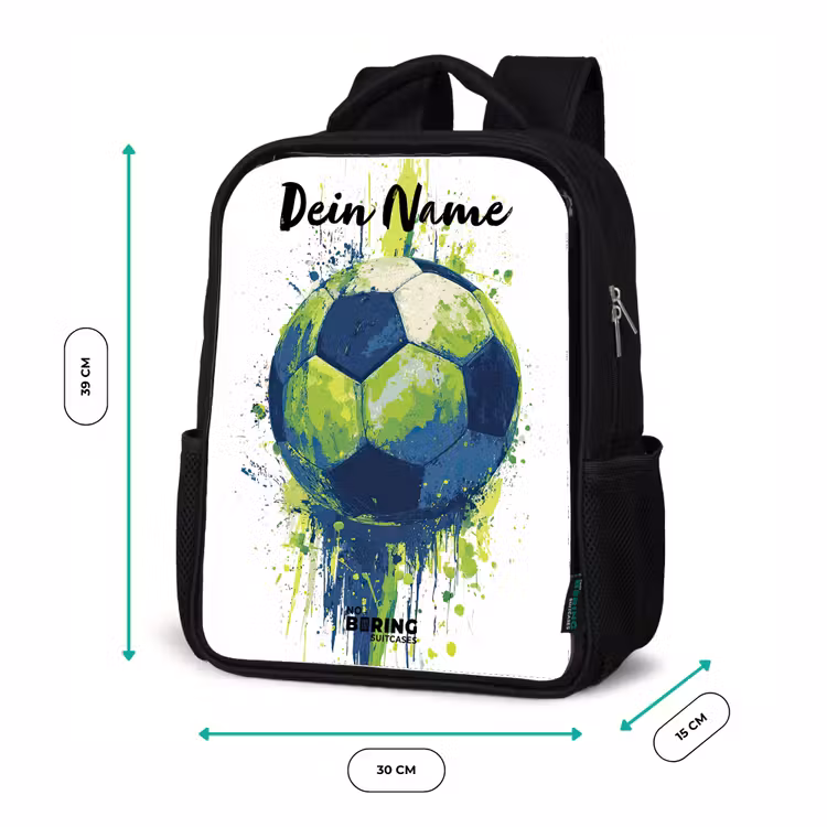 Kinderrucksack mit Namen - Schwarz - Football vibes - Farbe - Grün - Blau — 6
