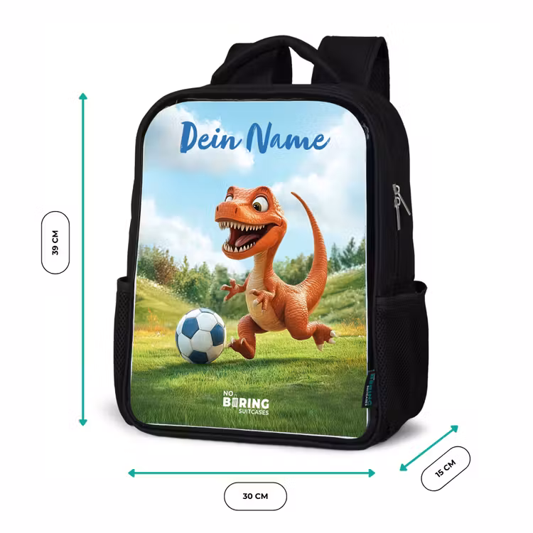Kinderrucksack mit Namen - Schwarz - Fußball - Dino - Sport — 6