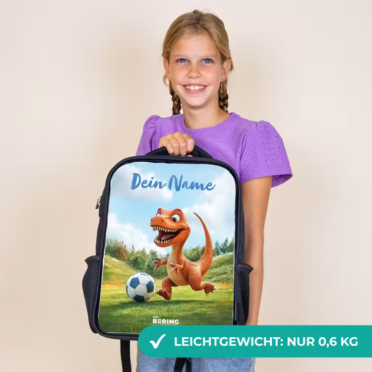 Kinderrucksack mit Namen - Schwarz - Fußball - Dino - Sport — 7