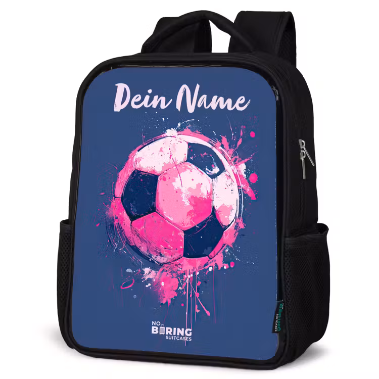 Kinderrucksack mit Namen - Schwarz - Fußball Vibes - Farbe - Rosa - Blau — 4