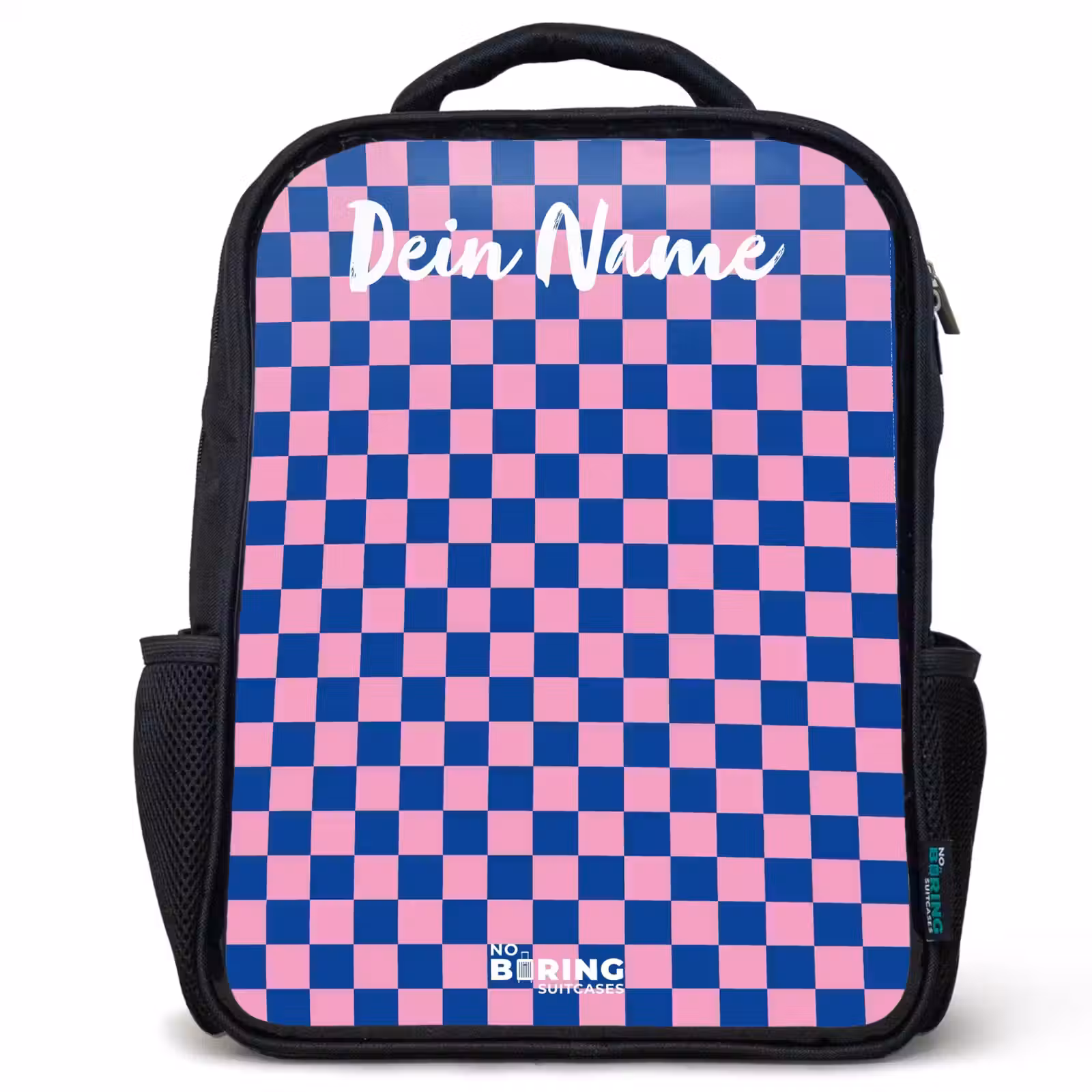 Kinderrucksack mit Namen - Schwarz - Blöcke - Blau - Rosa — 1