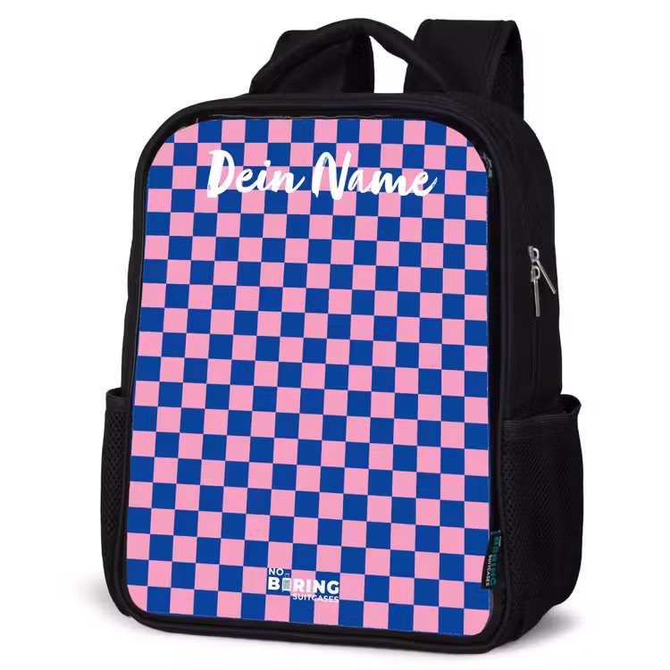 Kinderrucksack mit Namen - Schwarz - Blöcke - Blau - Rosa — 4