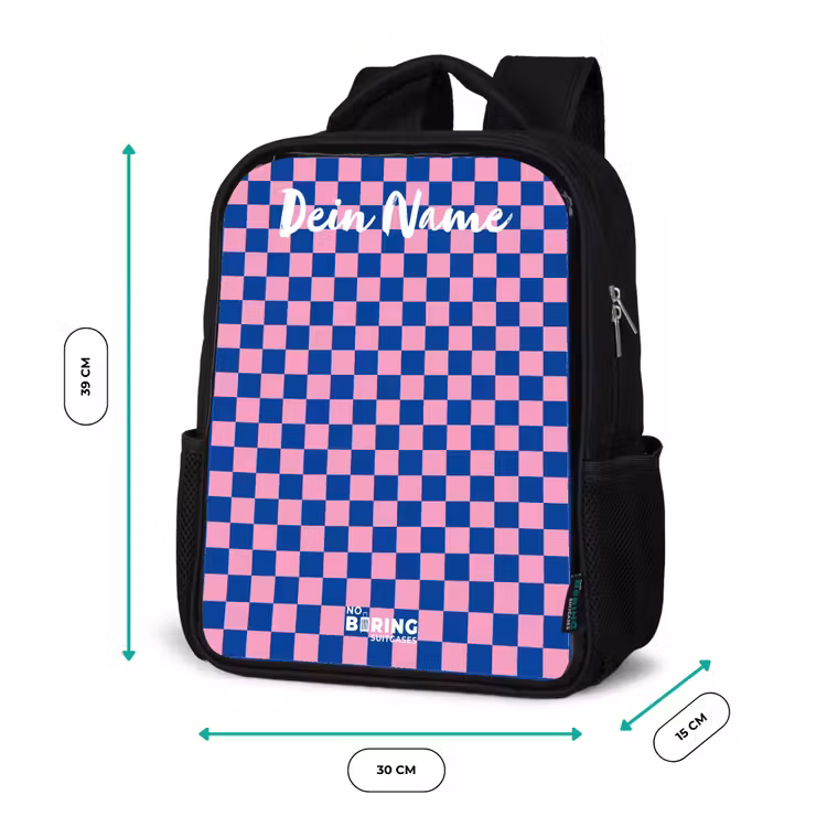 Kinderrucksack mit Namen - Schwarz - Blöcke - Blau - Rosa — 6