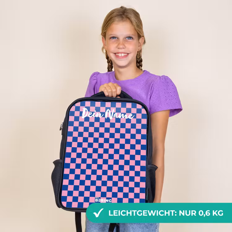 Kinderrucksack mit Namen - Schwarz - Blöcke - Blau - Rosa — 7