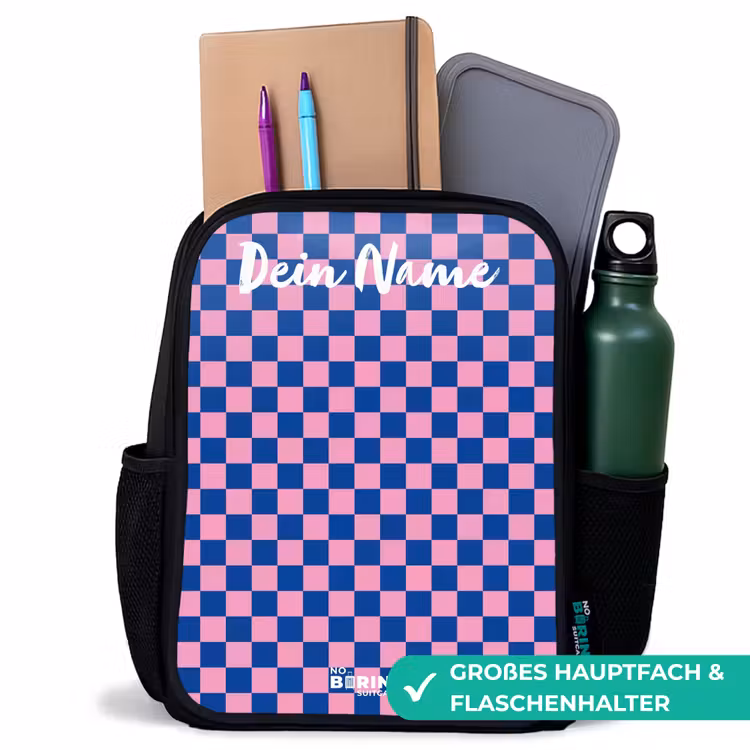 Kinderrucksack mit Namen - Schwarz - Blöcke - Blau - Rosa — 8