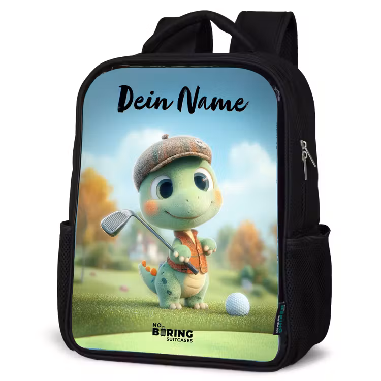 Kinderrucksack mit Namen - Schwarz - Golf - Dino - Grün — 4