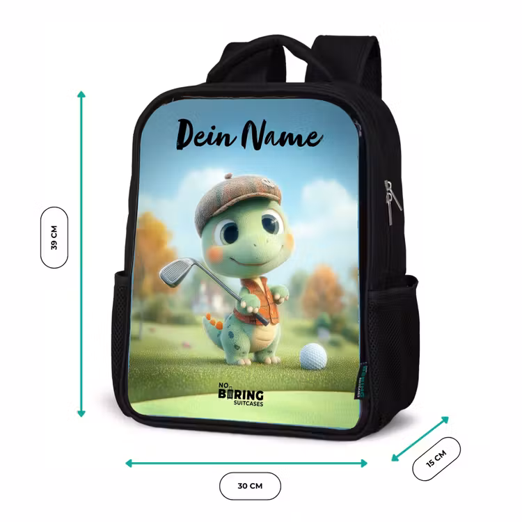 Kinderrucksack mit Namen - Schwarz - Golf - Dino - Grün — 6