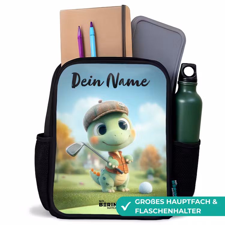 Kinderrucksack mit Namen - Schwarz - Golf - Dino - Grün — 8