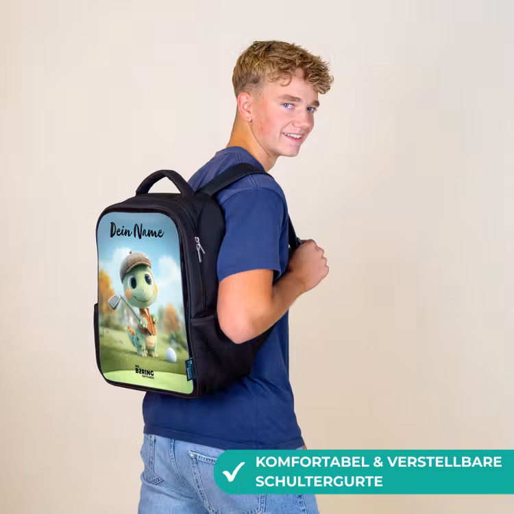 Kinderrucksack mit Namen - Schwarz - Golf - Dino - Grün — 9