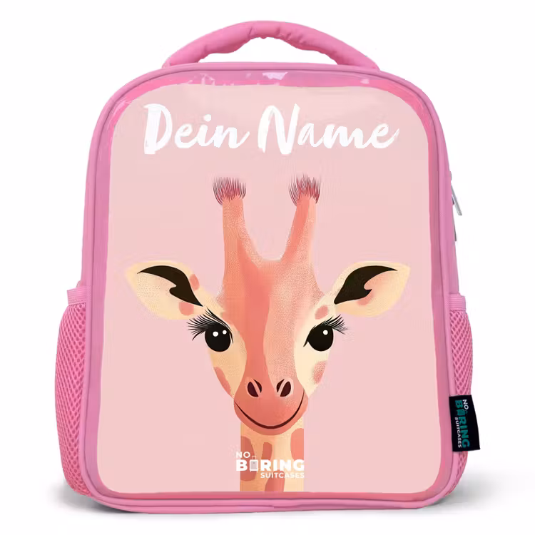 Kinderrucksack mit Namen - Rosa - Giraffe - Wimpern - Minimalistisch - Rosa — 1