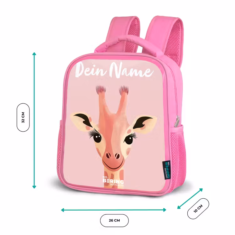 Kinderrucksack mit Namen - Rosa - Giraffe - Wimpern - Minimalistisch - Rosa — 2