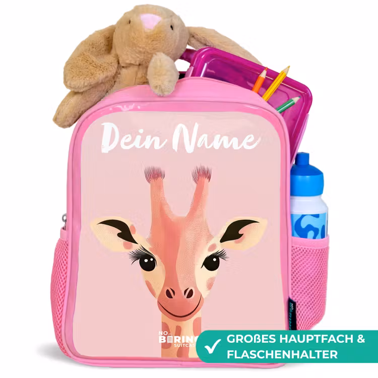 Kinderrucksack mit Namen - Rosa - Giraffe - Wimpern - Minimalistisch - Rosa — 3