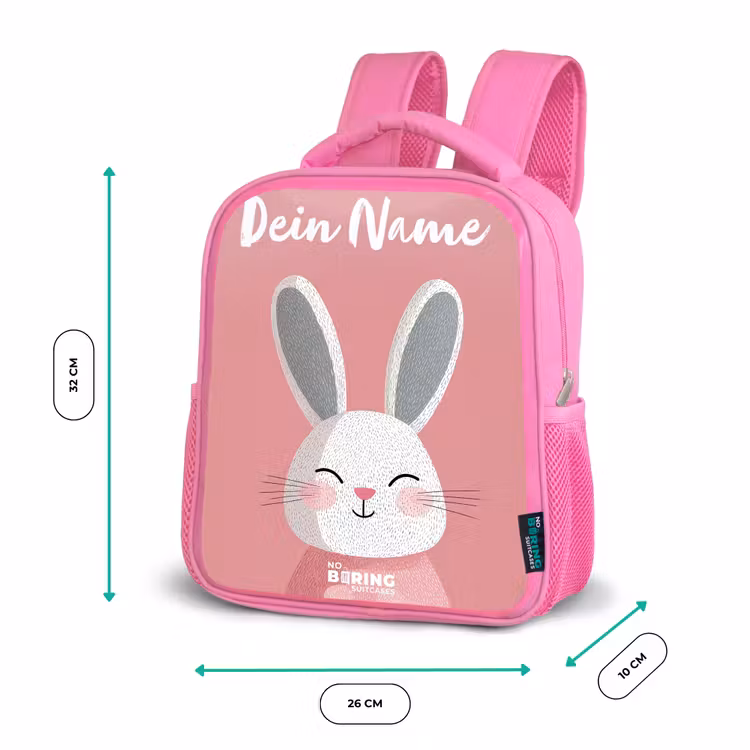 Kinderrucksack mit Namen - Rosa - Kaninchen - Erröten - Punkte - Rosa — 2