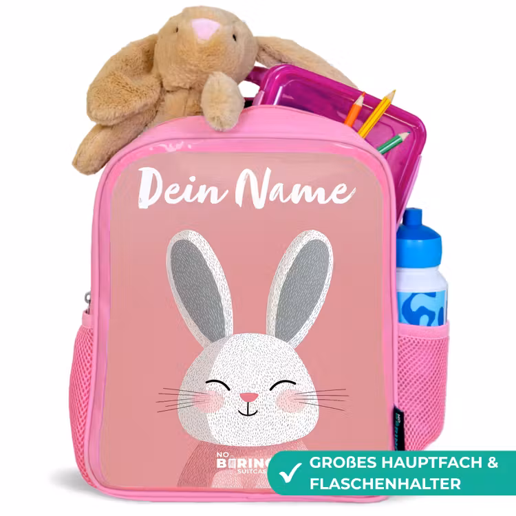 Kinderrucksack mit Namen - Rosa - Kaninchen - Erröten - Punkte - Rosa — 3