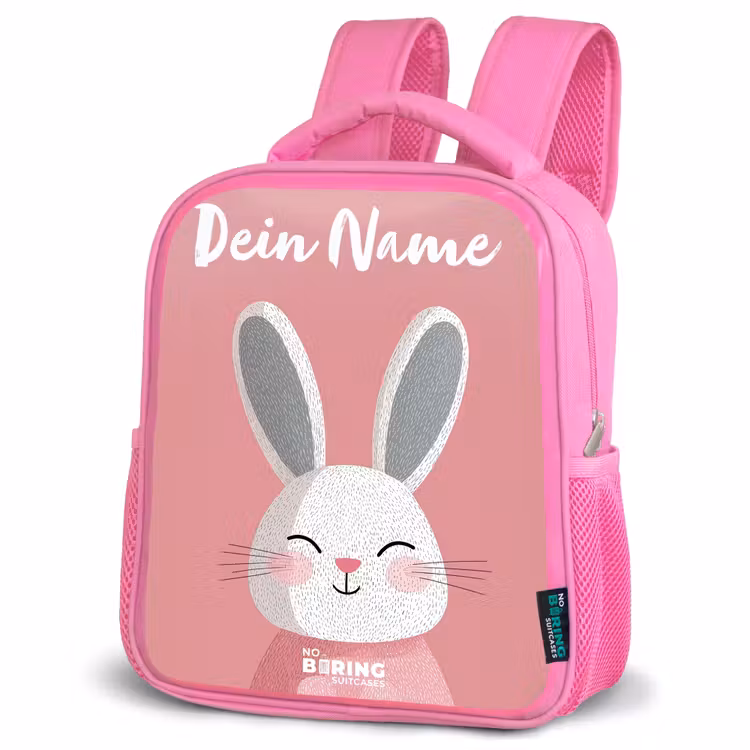 Kinderrucksack mit Namen - Rosa - Kaninchen - Erröten - Punkte - Rosa — 4