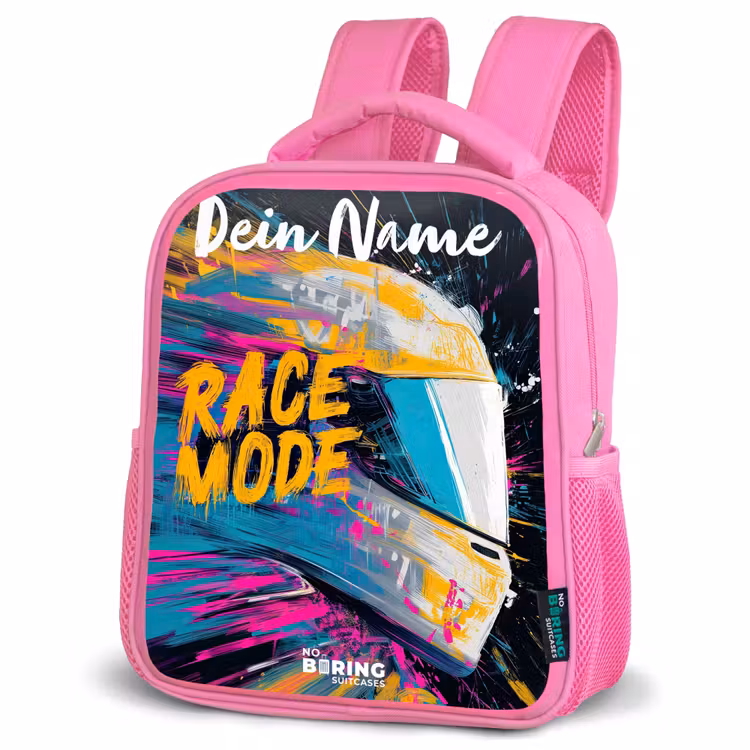 Kinderrucksack mit Namen - Rosa - Rennhelm - Abstrakt - Farbe - Bunt — 4