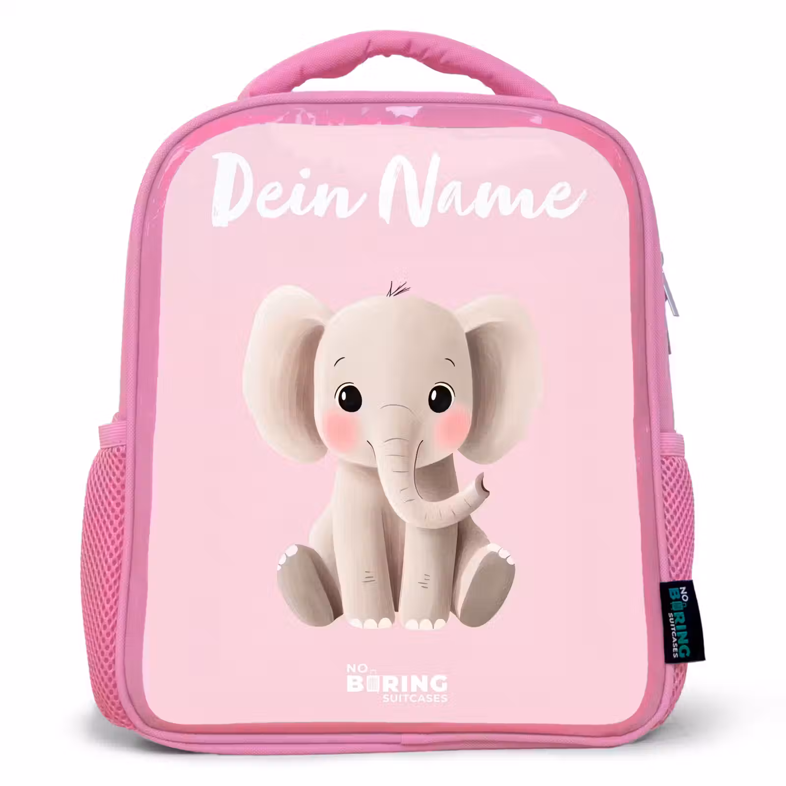 Kinderrucksack mit Namen - Rosa - Elefant - Grau - Baby - Rüssel — 1