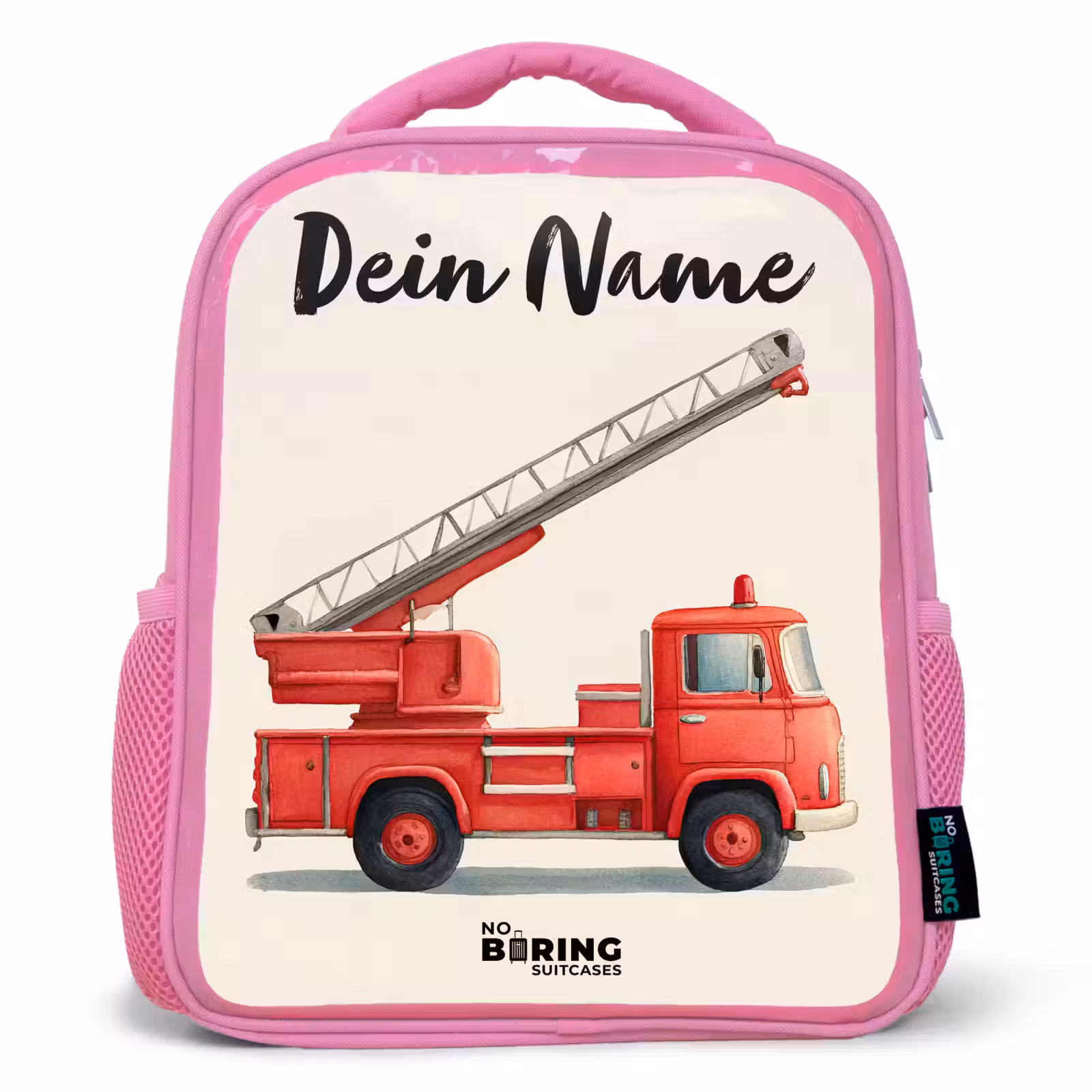 Kinderrucksack mit Namen - Rosa - Feuerwehrauto - Signiert - Rot — 1