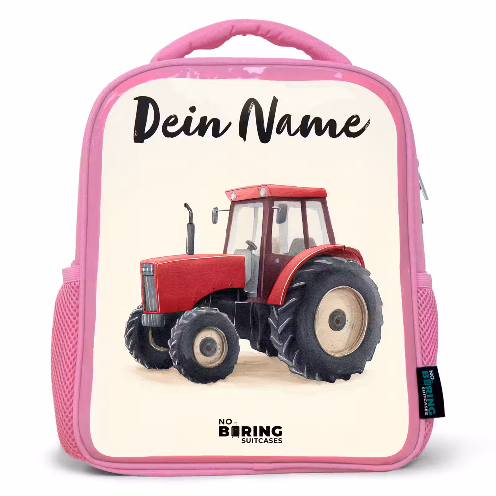 Kinderrucksack mit Namen - Rosa - Traktor - Signiert - Rot — 1