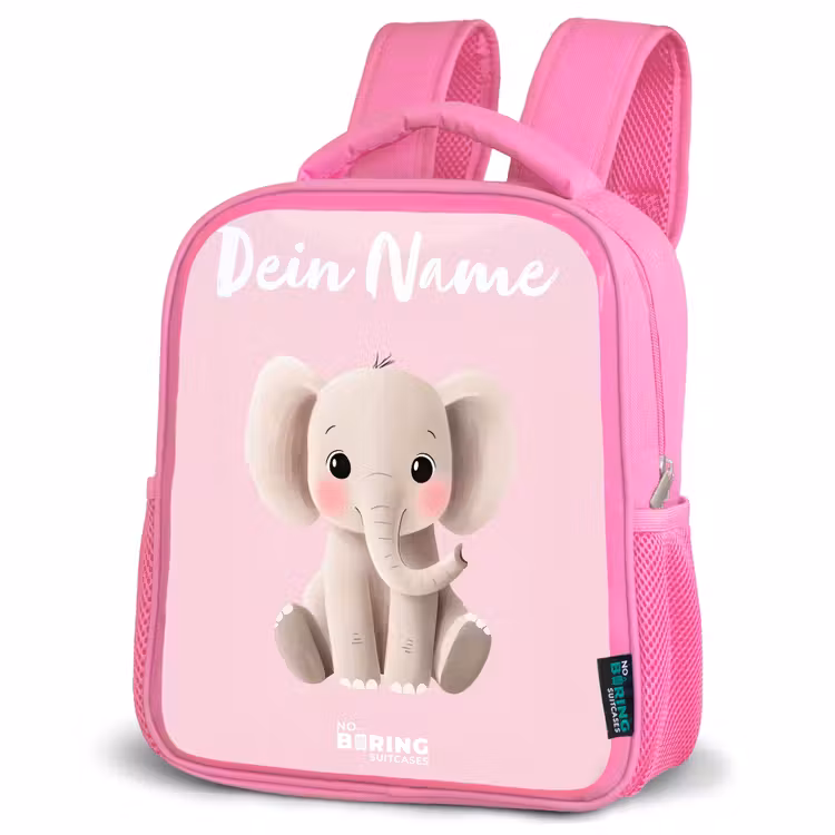 Kinderrucksack mit Namen - Rosa - Elefant - Grau - Baby - Rüssel — 4