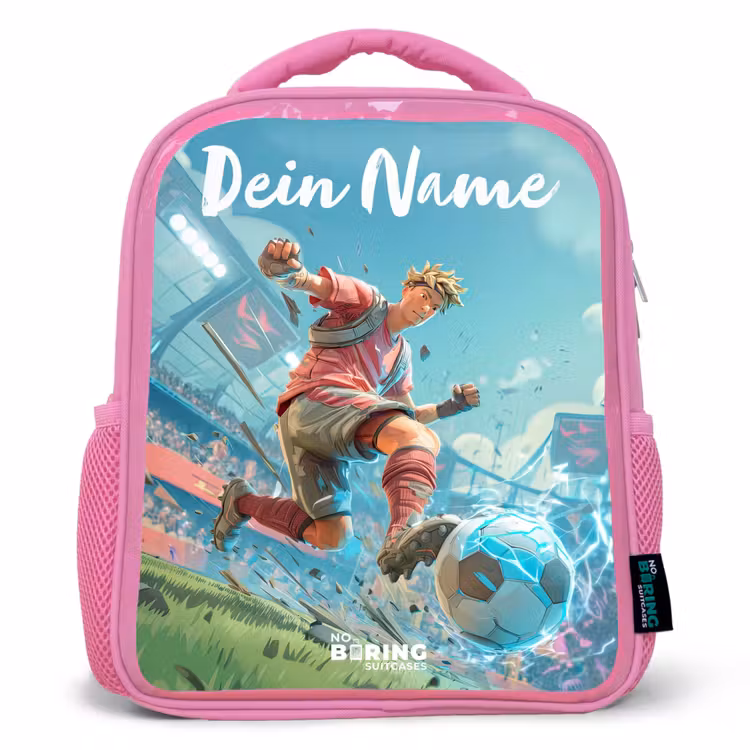Kinderrucksack mit Namen - Rosa - Fußball - Junge - Stadion - Elektrisch — 1