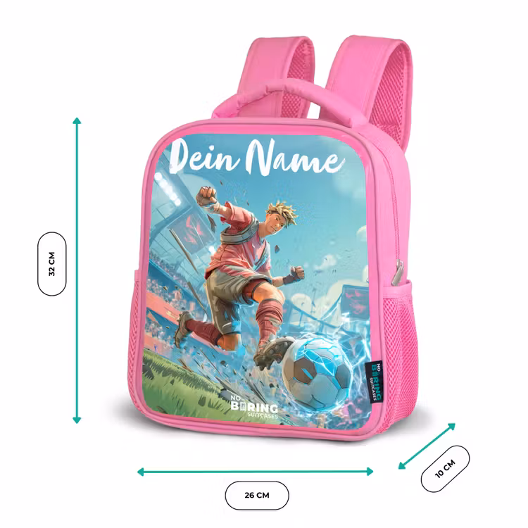 Kinderrucksack mit Namen - Rosa - Fußball - Junge - Stadion - Elektrisch — 2