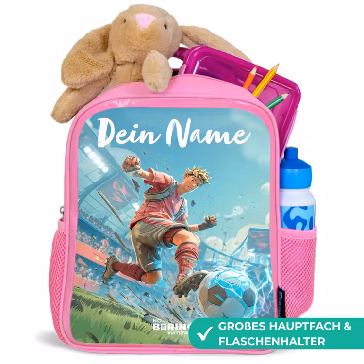 Kinderrucksack mit Namen - Rosa - Fußball - Junge - Stadion - Elektrisch — 3