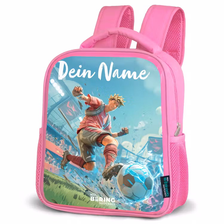 Kinderrucksack mit Namen - Rosa - Fußball - Junge - Stadion - Elektrisch — 4