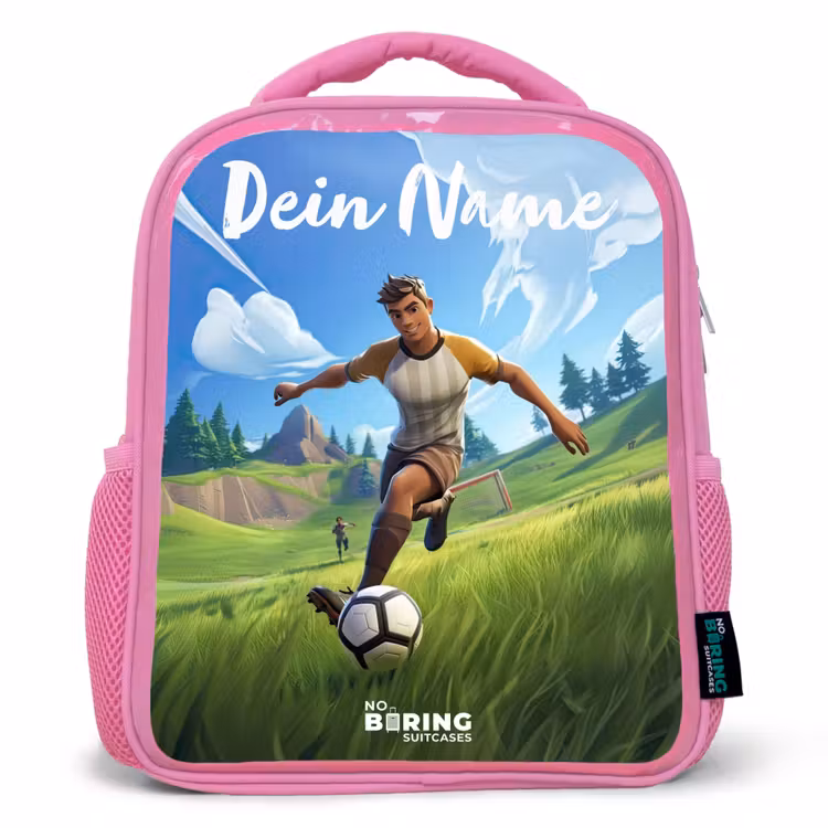 Kinderrucksack mit Namen - Rosa - Fußball - Junge - Tor - Fußballtrikot — 1